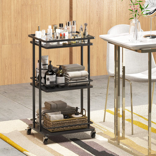 3-Tier Rolling Bar Cart with Wheels