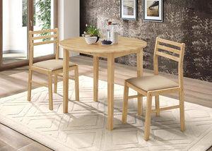 3-Piece Drop Leaf Dining Set with Cushioned Chairs