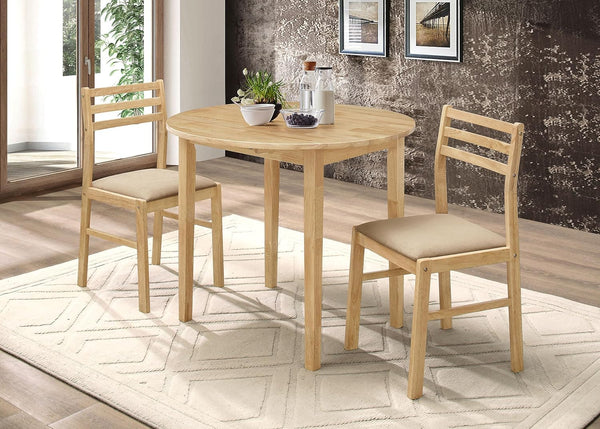 3-Piece Drop Leaf Dining Set with Cushioned Chairs