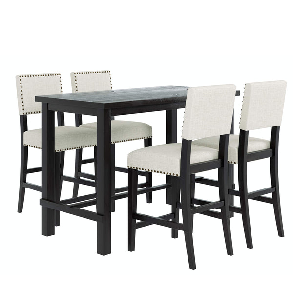 5-Piece Counter Height Dining Set with Cushioned Chairs