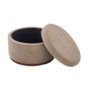 Round Chenille Storage Ottoman with Lift Lid