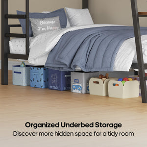 Twin Over Twin Bunk Bed with Desk, LED Lights & Power Outlets