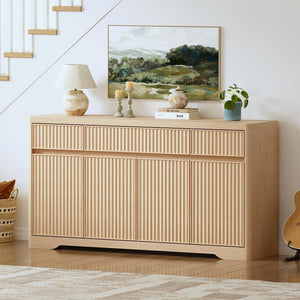 57" Fluted Buffet Cabinet with Storage – Sideboard Credenza with Drawers & Doors