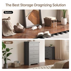 5-Drawer Dresser Chest with Wood Tabletop