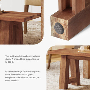 Solid Wood Dining Bench 55" – Set of 2