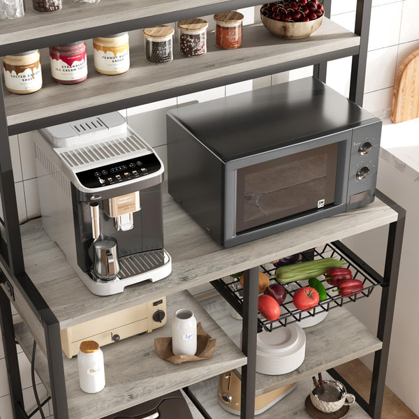 5-Tier Baker's Rack with Power Outlets & Wire Basket
