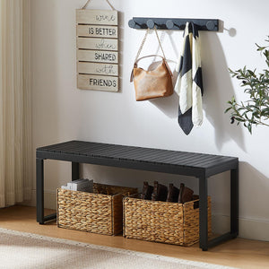 Outdoor Garden Bench – 2-Person HDPS Patio Bench with Metal Frame