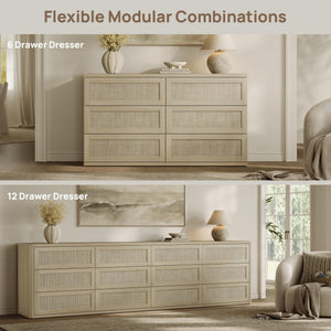 Rattan Dresser with Drawers – Modular Chest of Drawers for Bedroom