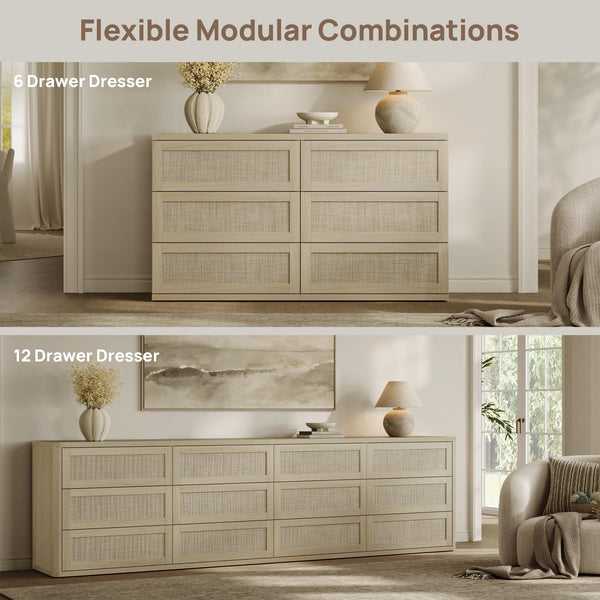 Rattan Dresser with Drawers – Modular Chest of Drawers for Bedroom