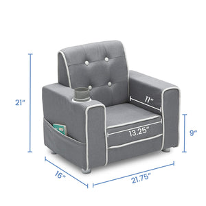 Kids Upholstered Chair with Cup Holder and Storage Pockets