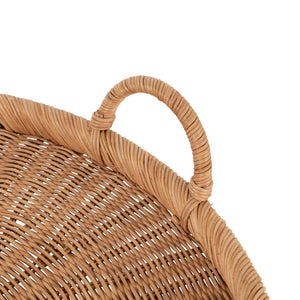 Round Woven Rattan Tray with Handles