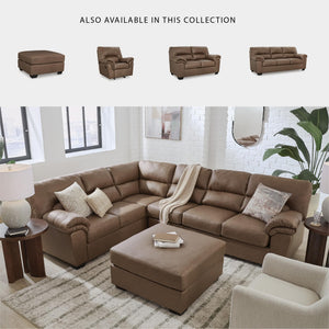 Oversized Faux Leather Accent Ottoman – Light Brown
