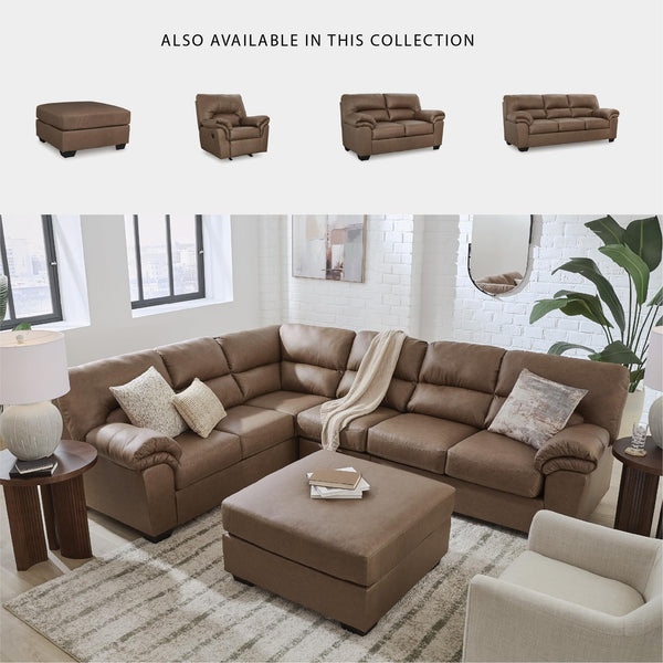 Oversized Faux Leather Accent Ottoman – Light Brown