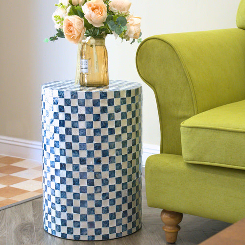 Capiz Shell Drum Side Table & Garden Stool