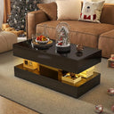 Modern High Gloss LED Coffee Table with Storage & Sliding Drawers