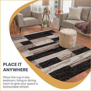 Geometric Patchwork Indoor Area Rug 12x15 Chocolate