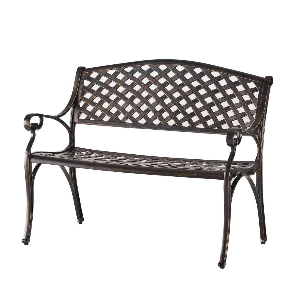 Outdoor Cast Aluminum Bench – Antique Copper
