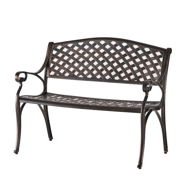 Outdoor Cast Aluminum Bench – Antique Copper