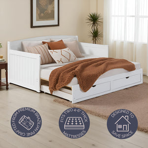 Twin to King Daybed with Trundle & Storage Drawers