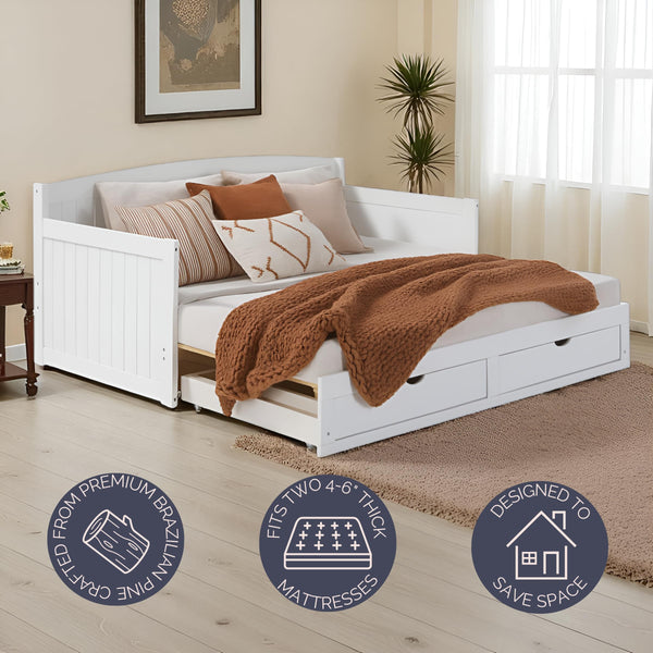 Twin to King Daybed with Trundle & Storage Drawers