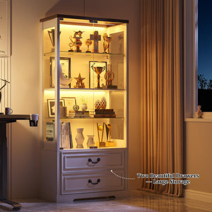 Glass Display Cabinet with LED Lights & Body Sensor