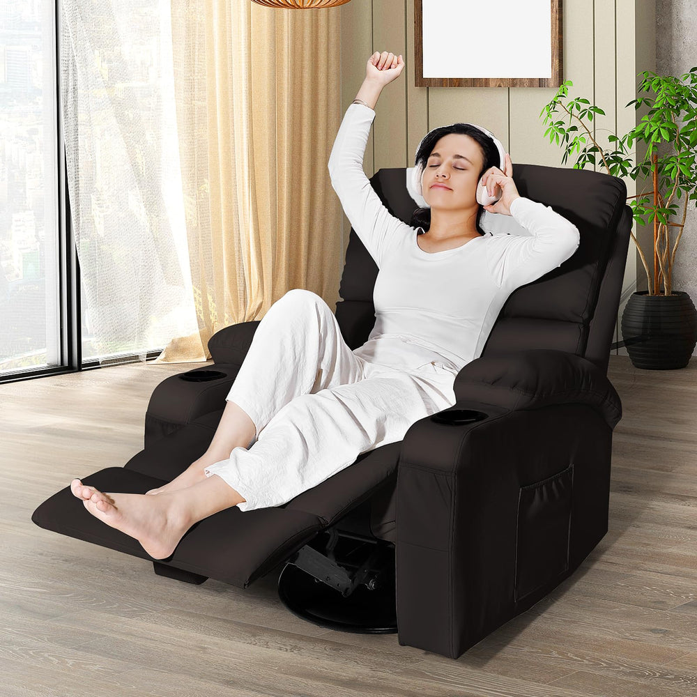 Swivel Rocker Recliner Chair with Massage, Heat & USB Charging