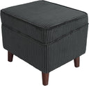 FAGAGA Storage Ottoman with Adjustable Lid, Soft Step Stool, Footrest and Seat, Ottoman Foot Rest for Living Room, Bedroom, Dorm, Green