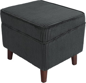 FAGAGA Storage Ottoman with Adjustable Lid, Soft Step Stool, Footrest and Seat, Ottoman Foot Rest for Living Room, Bedroom, Dorm, Green