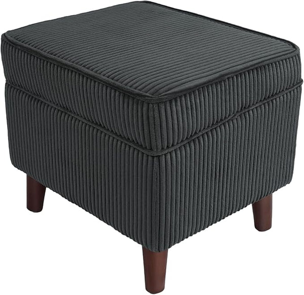 FAGAGA Storage Ottoman with Adjustable Lid, Soft Step Stool, Footrest and Seat, Ottoman Foot Rest for Living Room, Bedroom, Dorm, Green