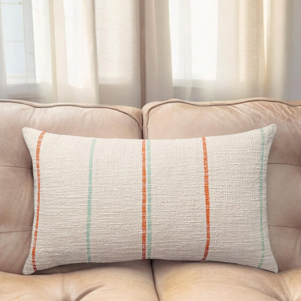 Handwoven Cotton Lumbar Pillow Cover 14x24