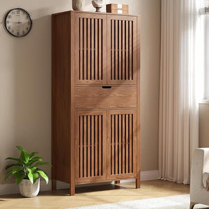 Farmhouse Storage Cabinet Set of 2 with Drawer & Adjustable Shelves