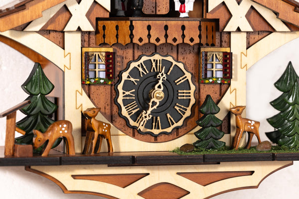 Black Forest Wooden Cuckoo Wall Clock with Night Silence & Volume Control