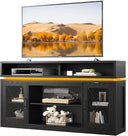 Farmhouse TV Stand with LED Lights & Storage Cabinets