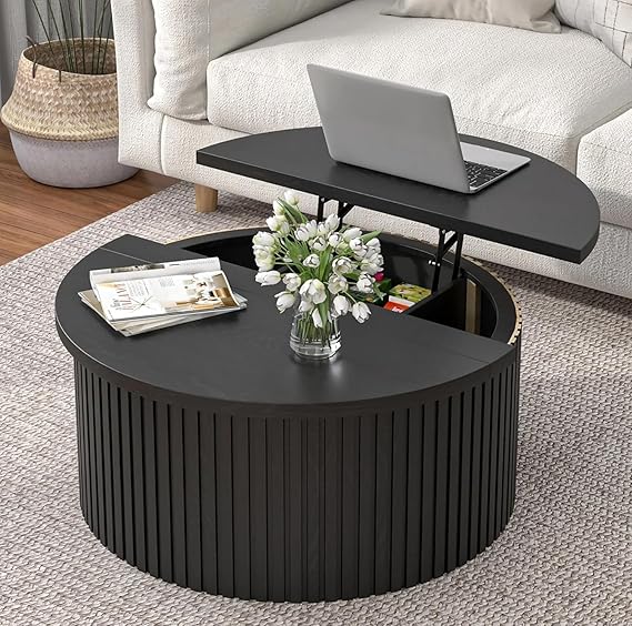 Round Lift Top Coffee Table with Storage