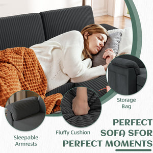 79" Convertible L-Shaped Sectional Sofa with Storage Ottoman