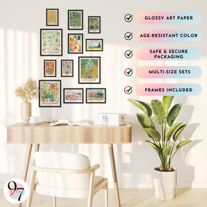 Eclectic Framed Wall Art Set – 12-Piece Colorful Gallery Posters