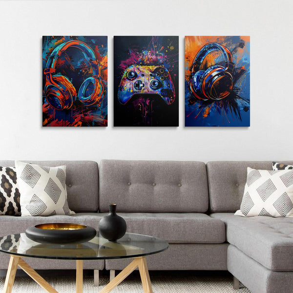 Gaming Canvas Wall Art 3-Piece Framed Set