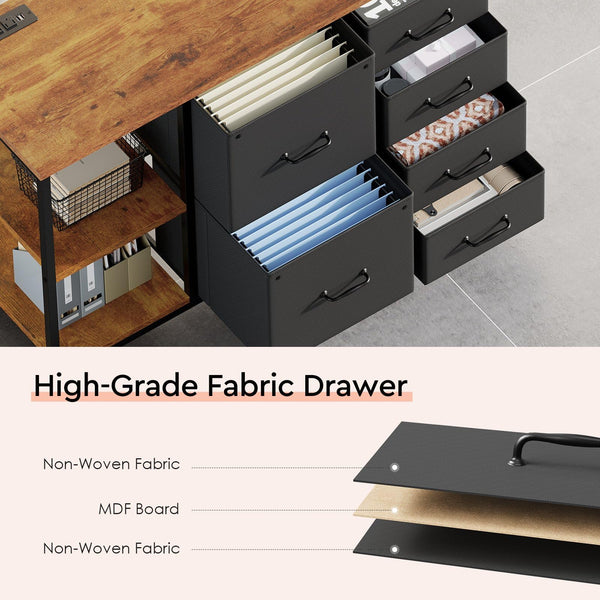 6-Drawer File Cabinet with Charging Station & Printer Stand