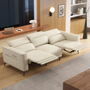 Dual Motor Electric Reclining Sofa with Adjustable Headrest & Footrest – Ivory Leather, USB Charging