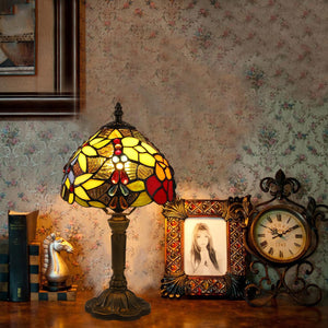 Tiffany Stained Glass Table Lamp – Rose & Grape Design