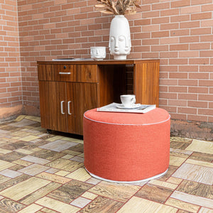 Round Outdoor Patio Ottoman – Waterproof Foam-Filled Footrest Pouf