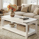 Farmhouse Coffee Table with Open Storage Shelf — 43" Rectangular