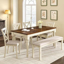 6-Piece Farmhouse Solid Wood Dining Table Set with Chairs and Bench