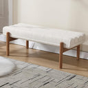 47" Modern Upholstered Bench with Channel Tufting & Wood Legs