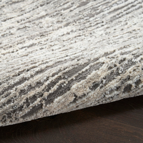 Ivory Grey Abstract Area Rug – Recycled Polyester, Low-Pile, Multi-Size