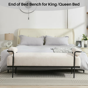 Upholstered End of Bed Bench with Metal Legs