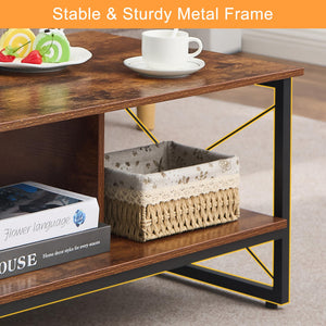 2-Tier Coffee Table with Storage Shelf