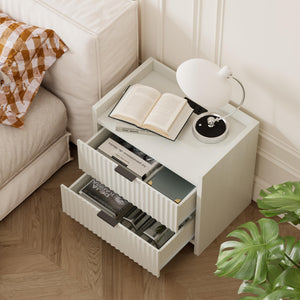 Nightstand with 2 Drawers & Charging Station
