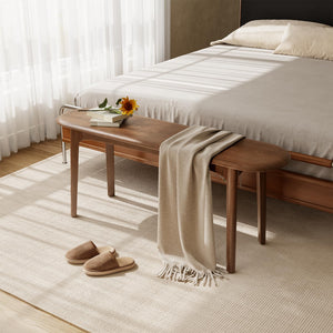 Solid Wood Dining Bench with Rounded Corners – Walnut