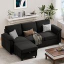 79" Convertible L-Shaped Sectional Sofa with Storage Ottoman